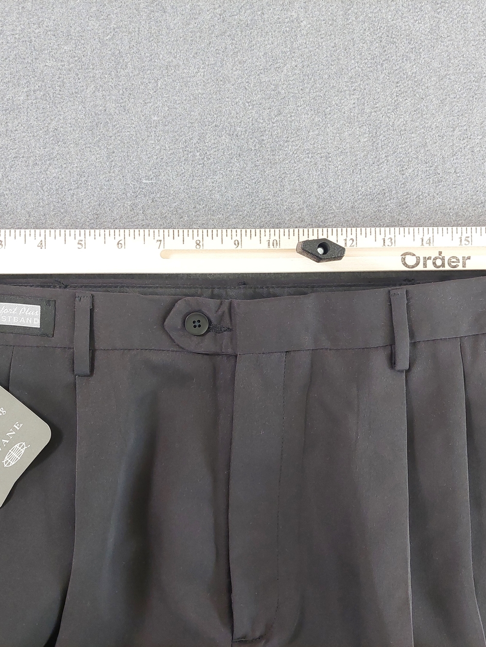 NWT Savane Comfort Plus Pleated Dress Pants Black Microfiber 36x29 Cuffed - Picture 6 of 13